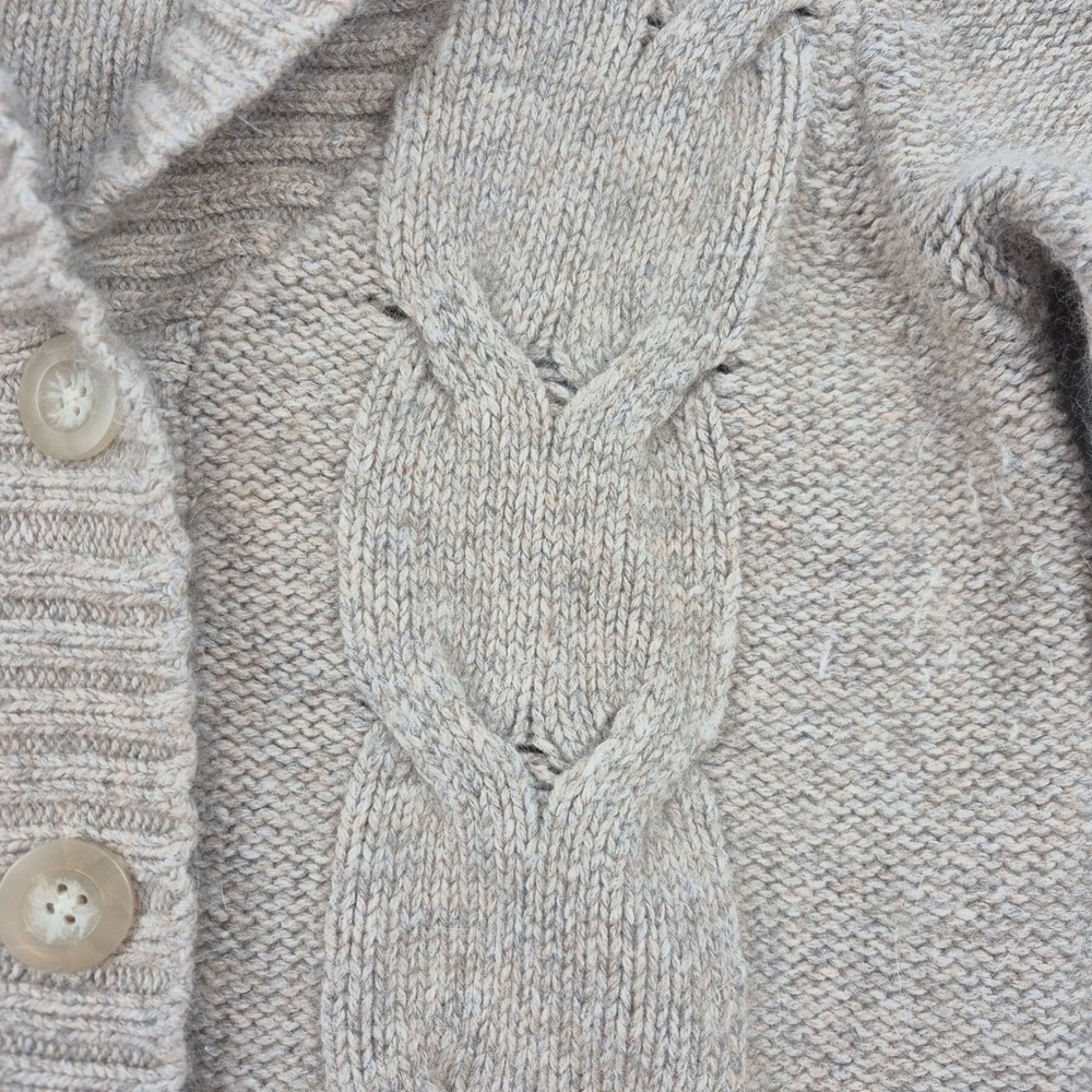 Eddie Bauer Cable Knit Angora Blend Cardigan Sweater Shawl Collar M Beige - Picture 9 of 13